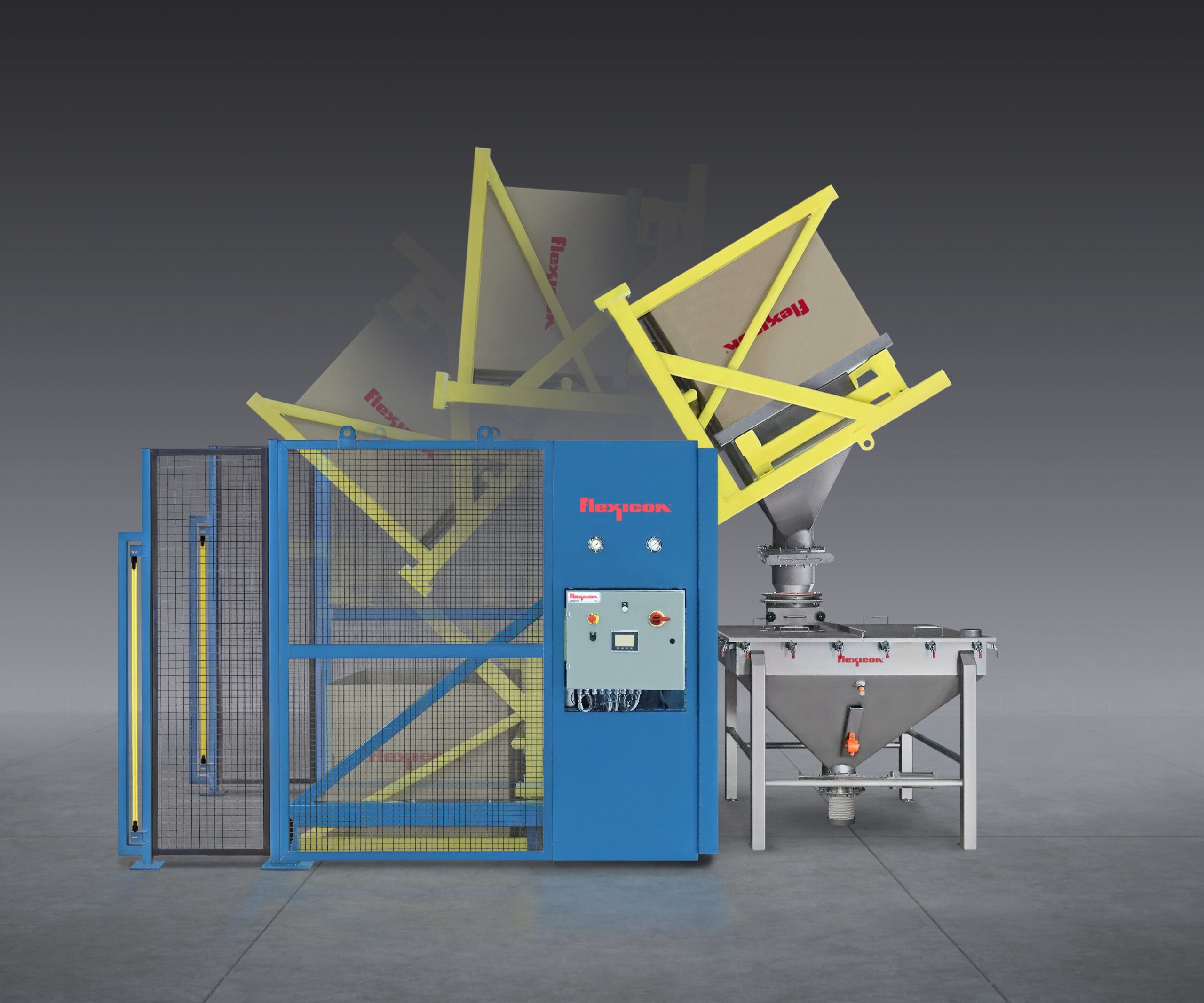 Light curtain equipped box dumper streamlines handling, enhances safety