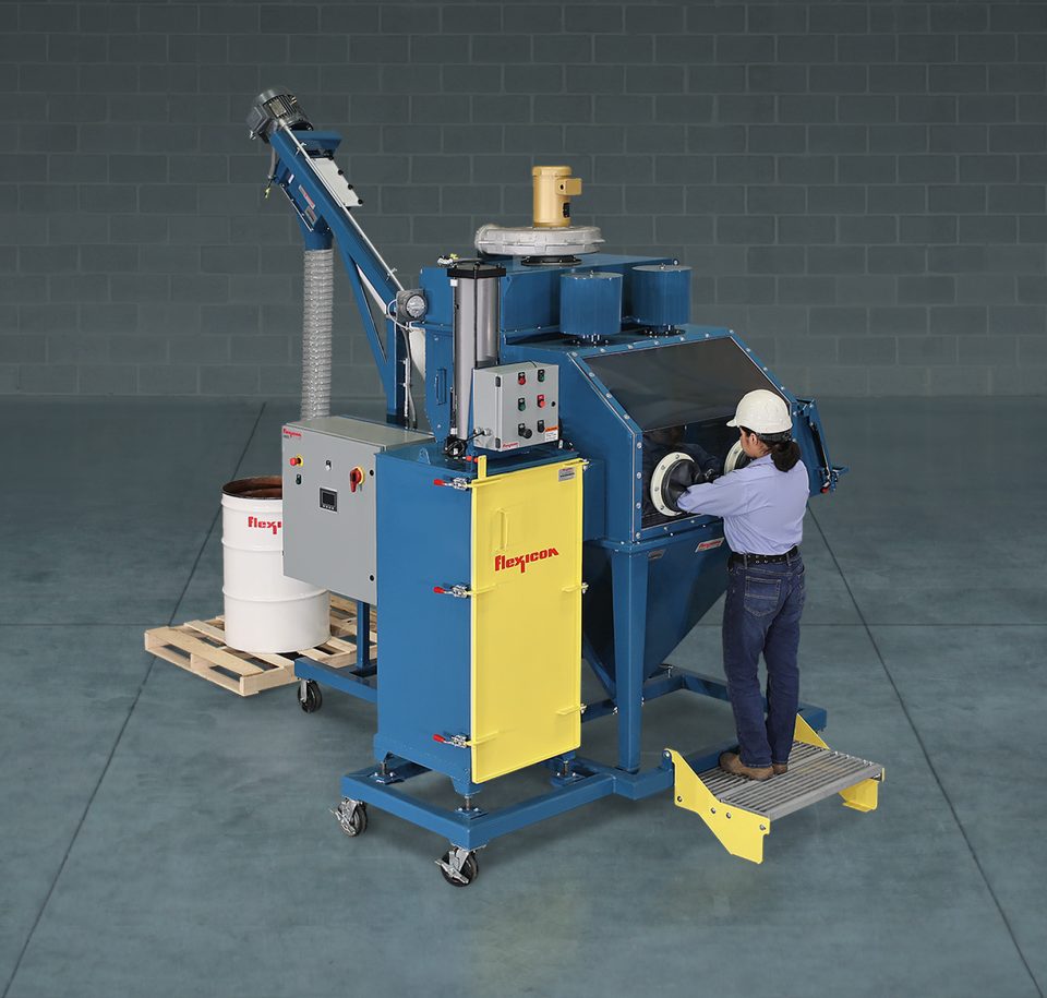 Mobile bag dump station helps with dust containment